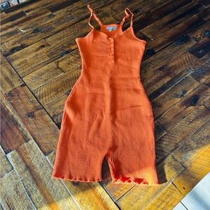 Fashion Nova Ready To Go Knit Romper Orange